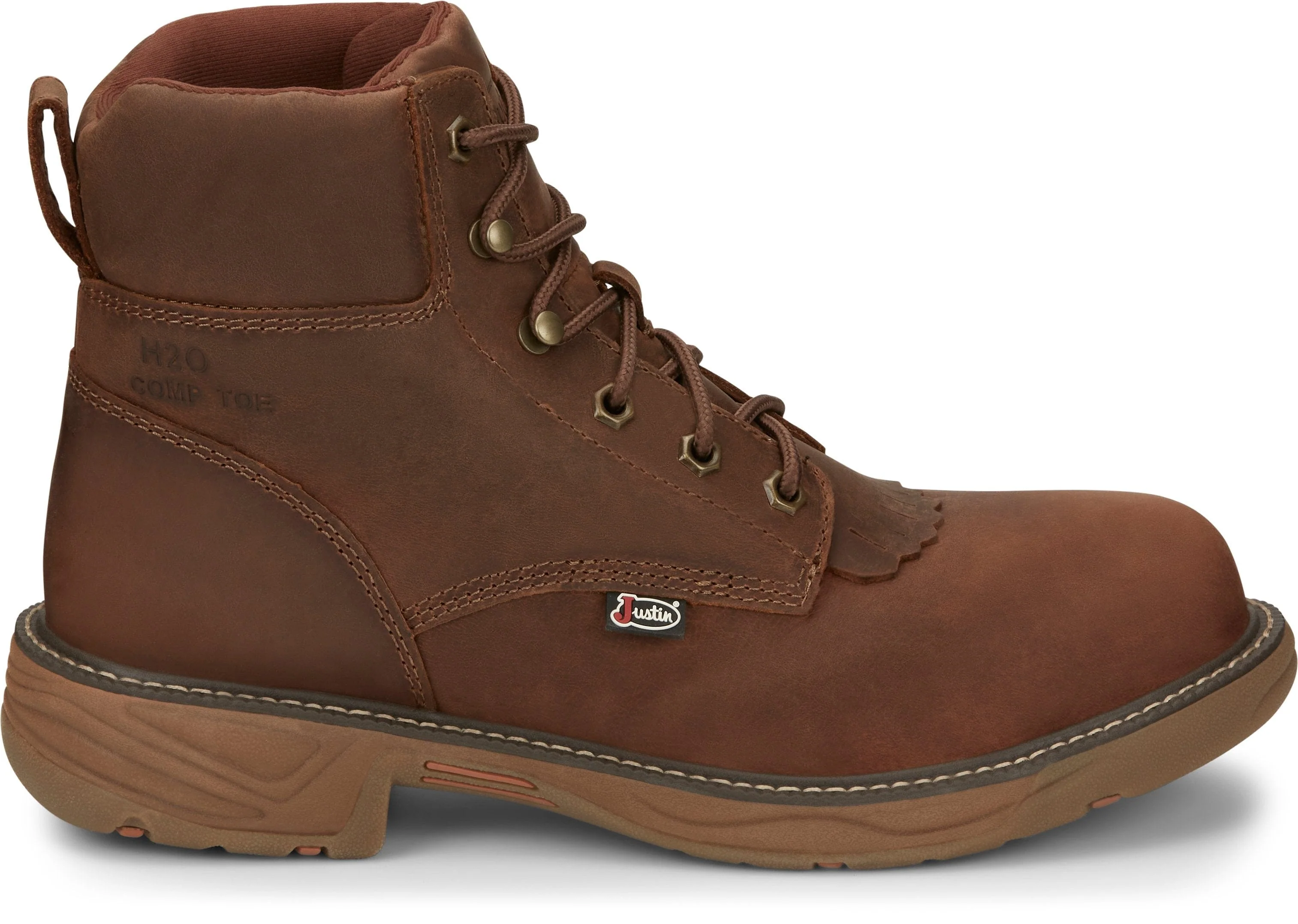 Justin Men's Stampede Rush Waterproof Nano Composite Toe Lacer Work Boots SE466 - Image 4