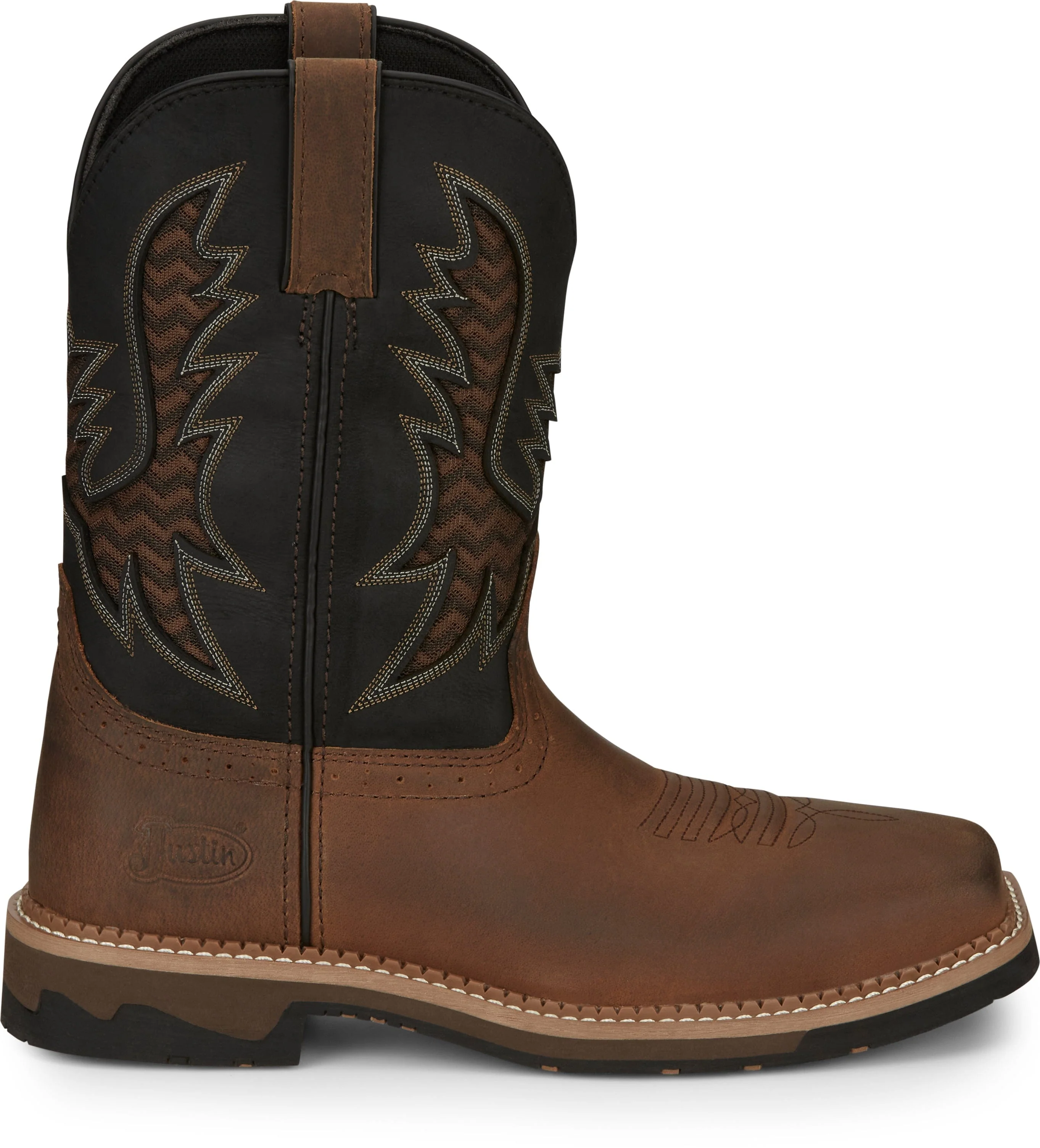 Justin Men's Stampede Bolt Brown Square Toe Work Boots SE4112 - Image 3
