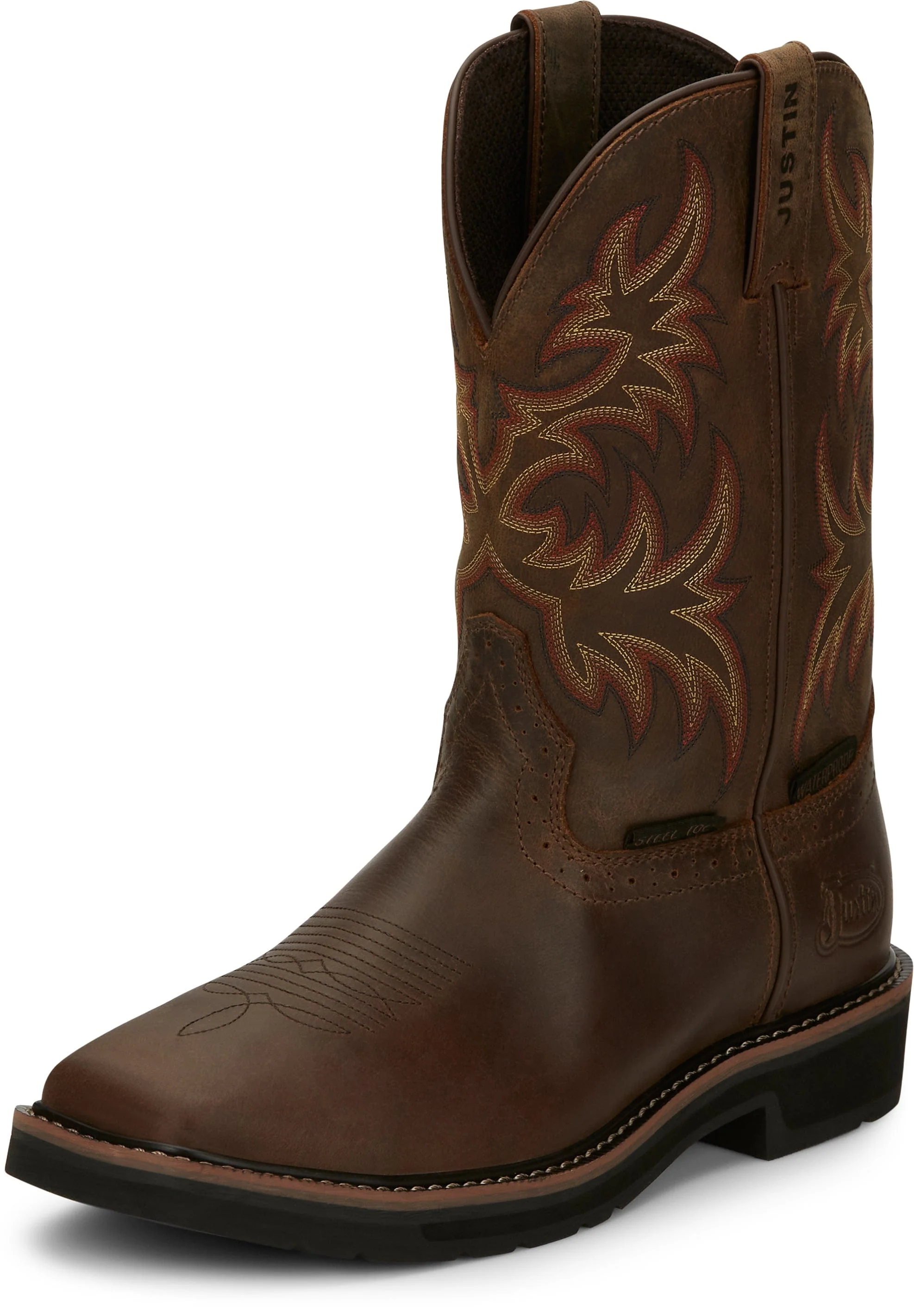 Justin Men's Stampede Driller Brown Steel Toe Work Boots SE4690 - Image 3