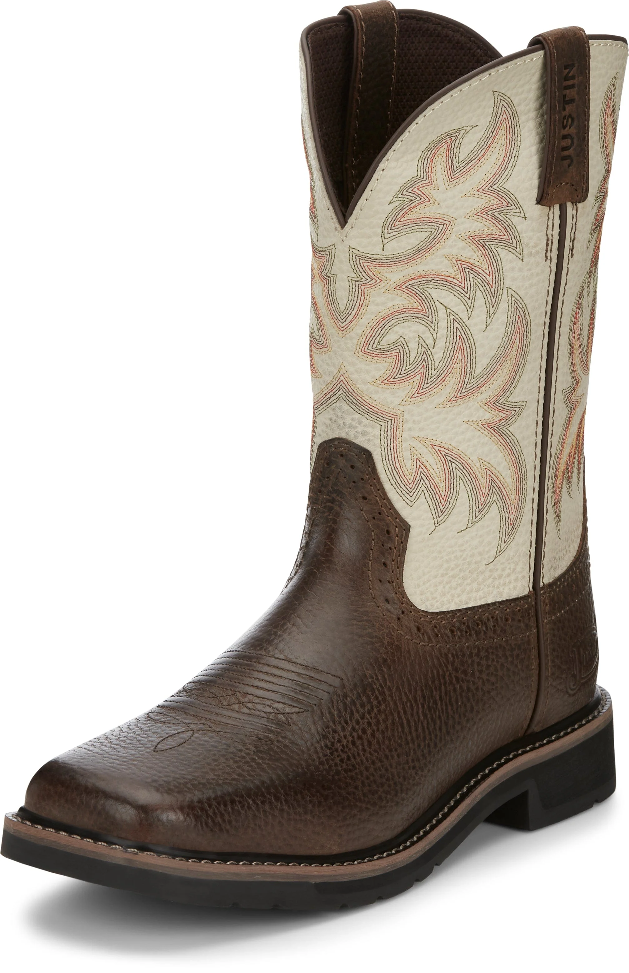 Justin Men's Stampede Driller Copper Brown Square Toe Work Boots SE4683 - Image 2