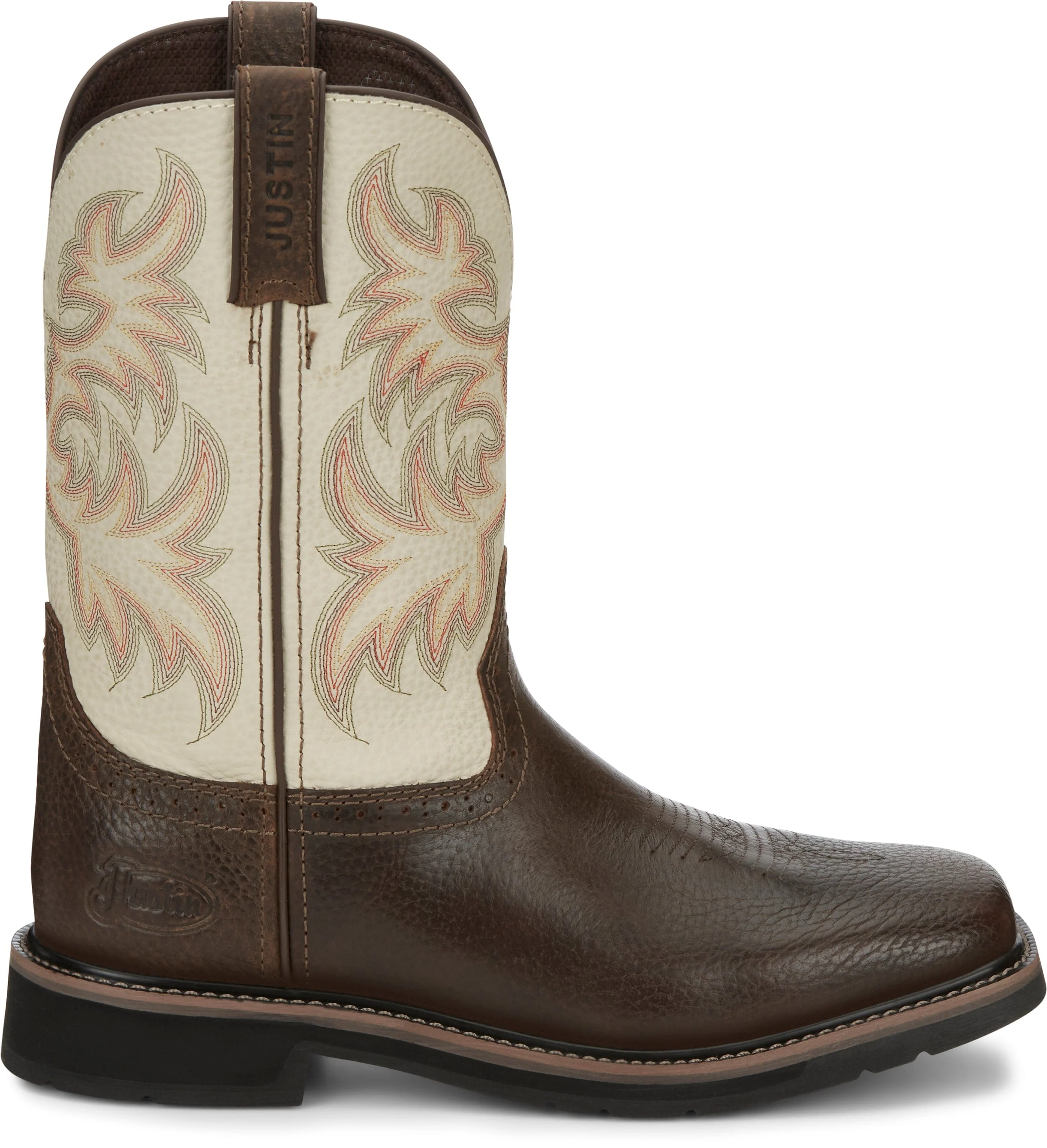 Justin Men's Stampede Driller Copper Brown Square Toe Work Boots SE4683 - Image 3