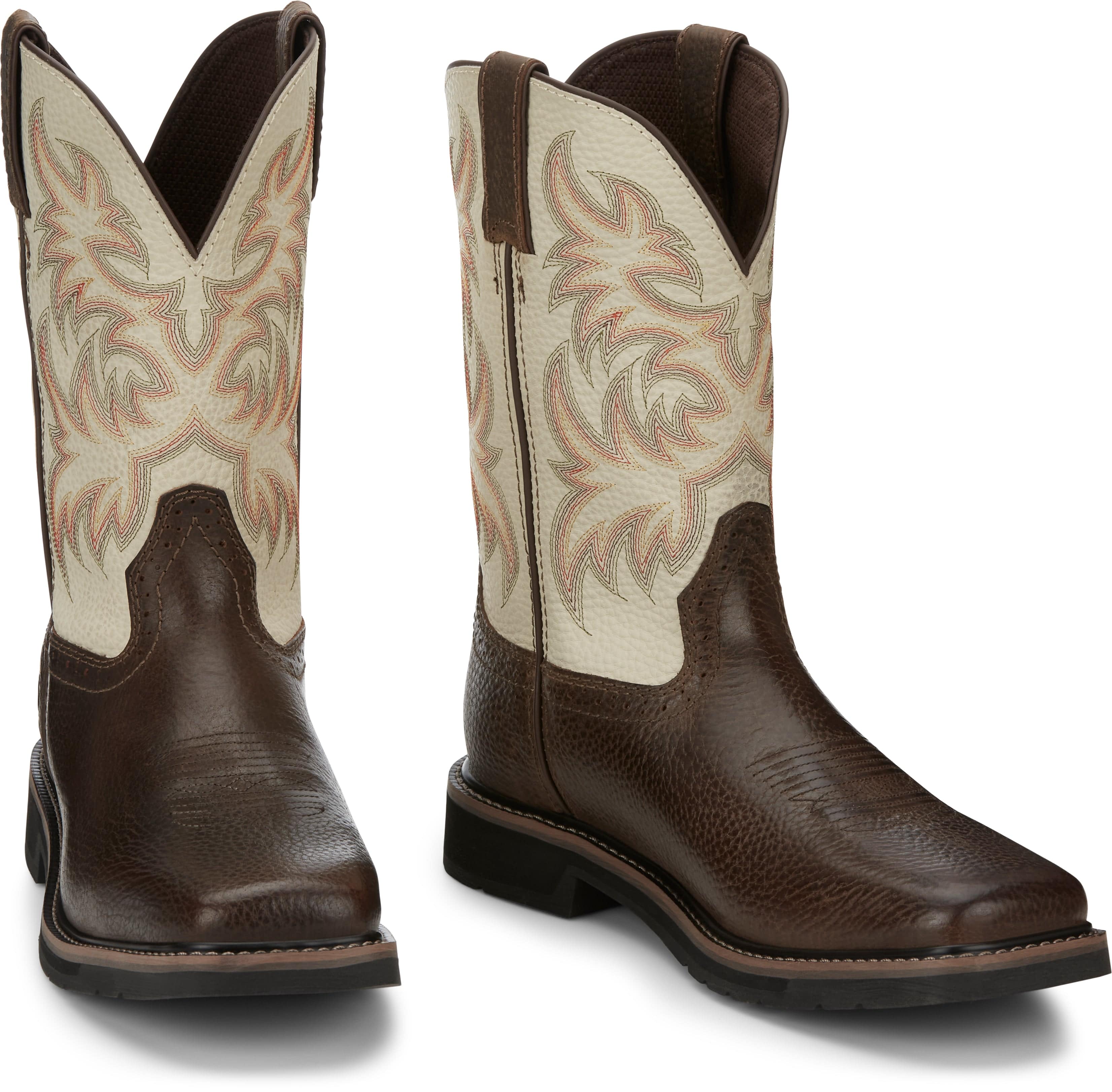 Justin Men's Stampede Driller Copper Brown Square Toe Work Boots SE4683 - Image 8