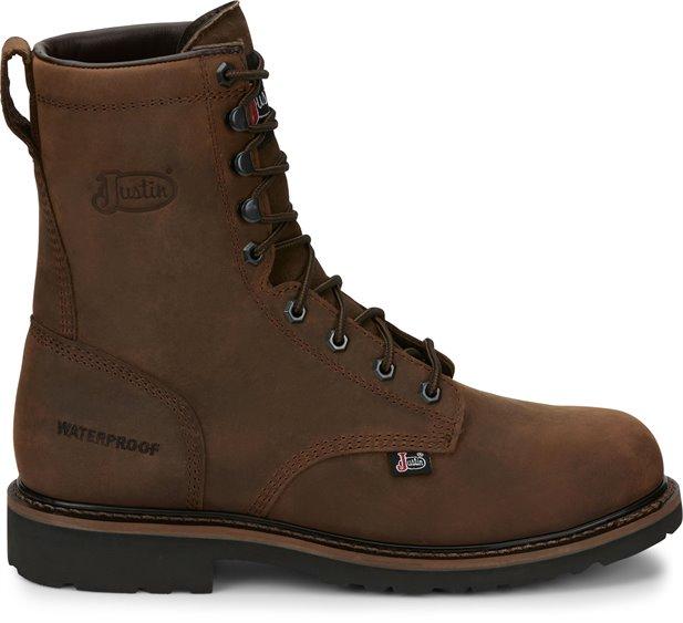 Justin Men's Stampede Drywall Aged Brown Waterproof Round Toe Work Boots SE960 - Image 2