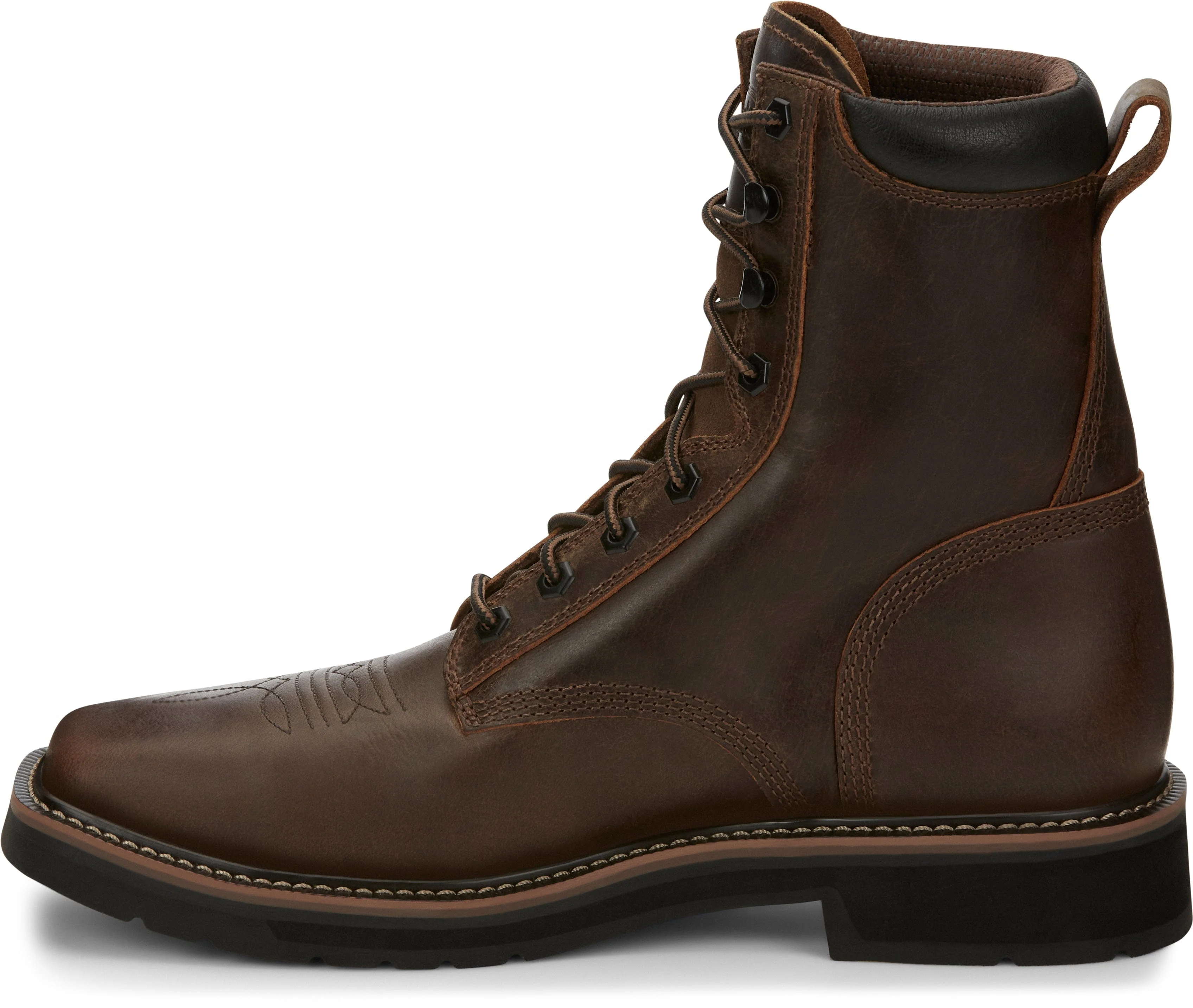 Justin Men's Stampede Pulley Aged Bark Brown Steel Toe Work Boots SE682 - Image 3