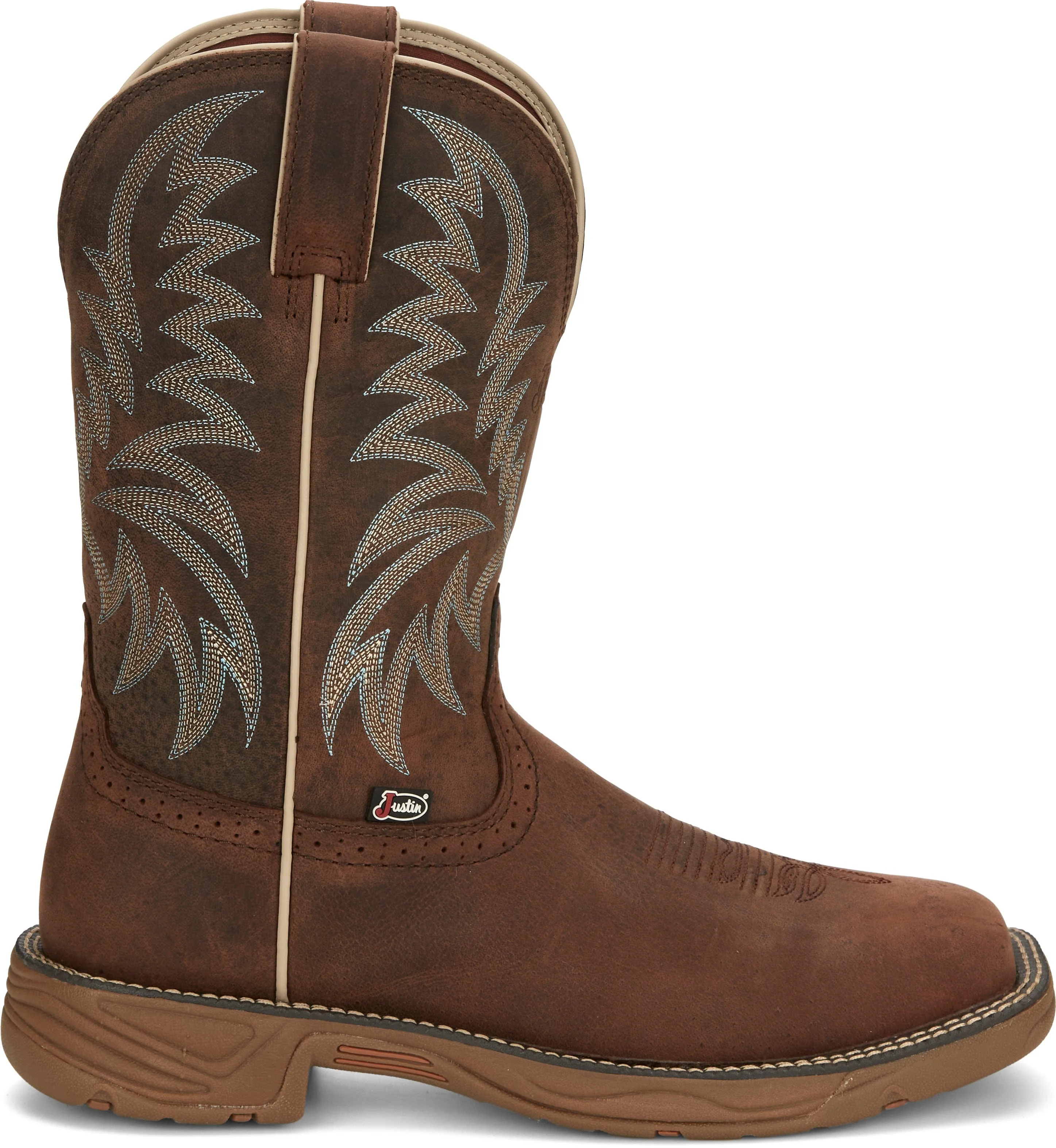 Justin Men's Stampede Rush Hickory Brown Square Toe Work Boots SE7400 - Image 3