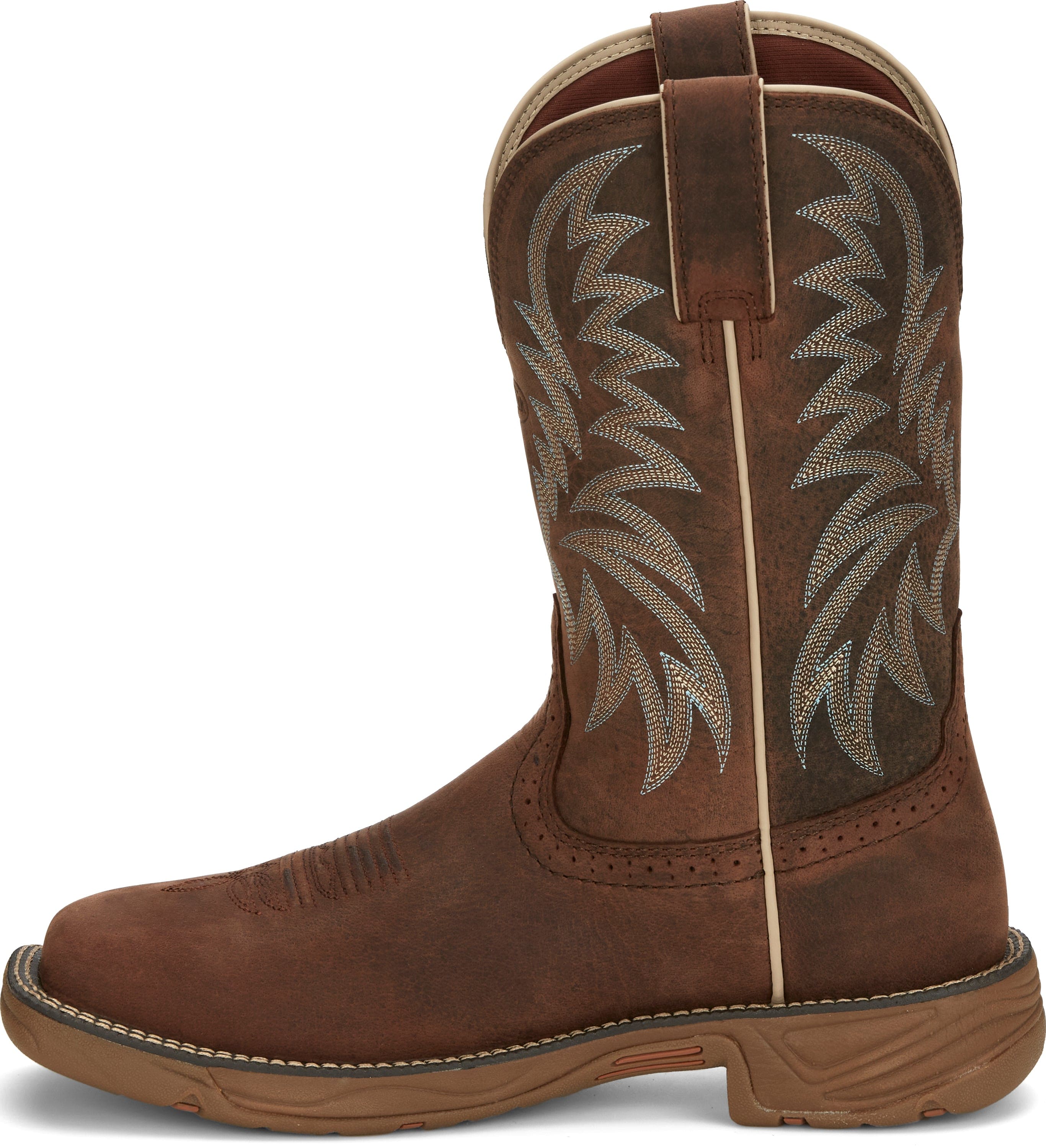 Justin Men's Stampede Rush Hickory Brown Square Toe Work Boots SE7400 - Image 4