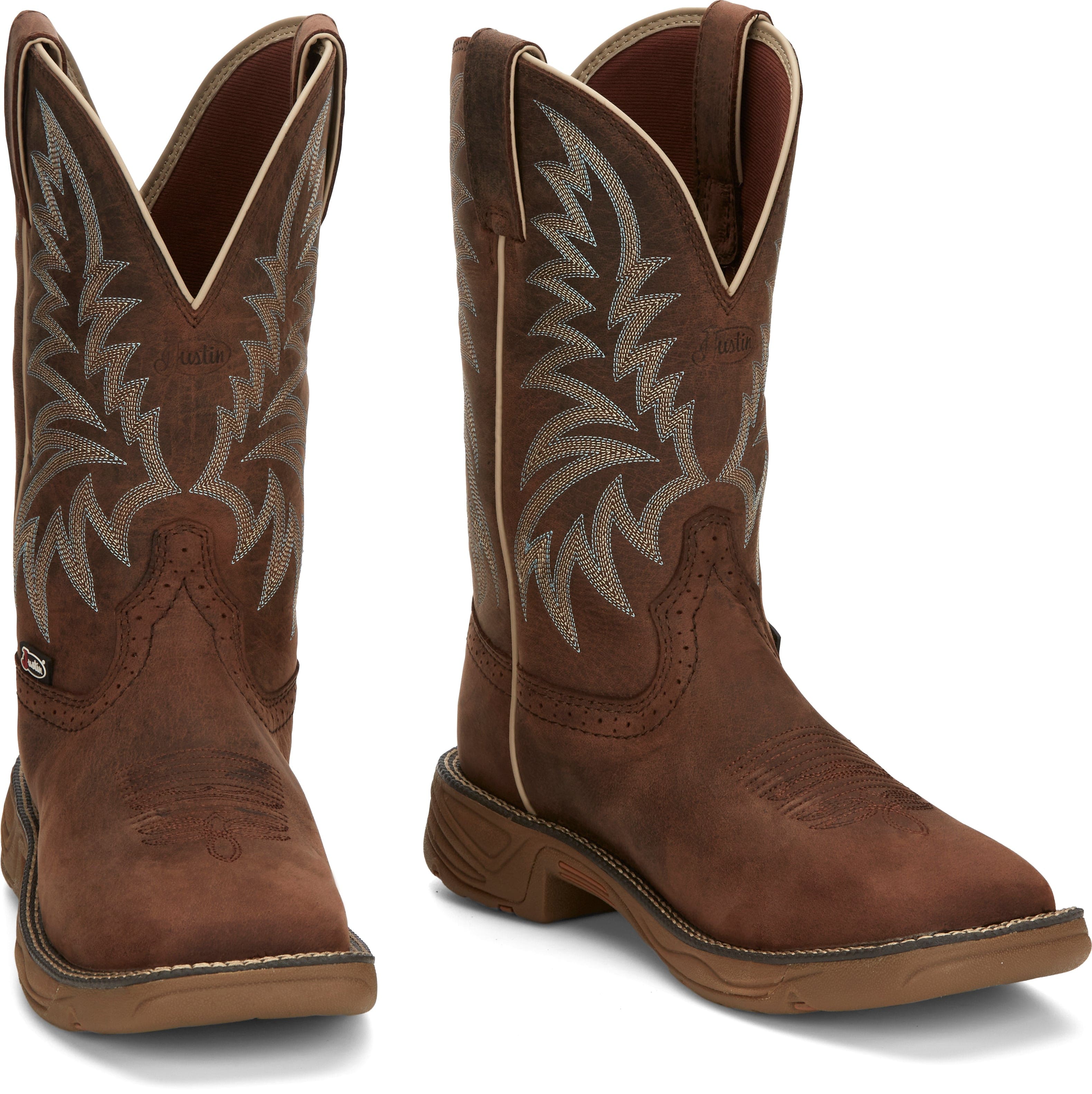Justin Men's Stampede Rush Hickory Brown Square Toe Work Boots SE7400 - Image 7