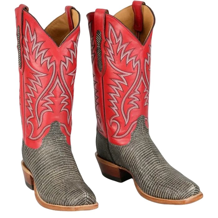 Justin Men's Vintage Ivory Grey Kimble Ring Lizard Exotic Boots JE8317 - Image 8