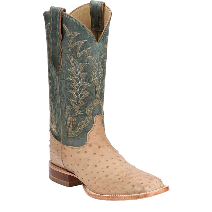 Justin Men's Vintage Tan Chisolm Full Quill Ostrich Exotic Boots JE8173