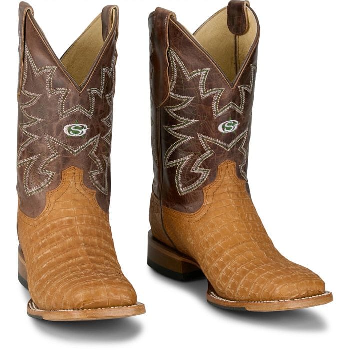 Justin Men's Vintage Tan San Antone Caiman Western Exotic Boots GR5711 - Image 4