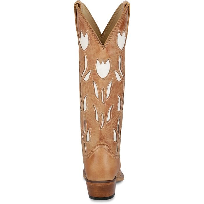 Justin Women's Antique Tan May Floral Inlay Western Boots VN4456 - Image 3