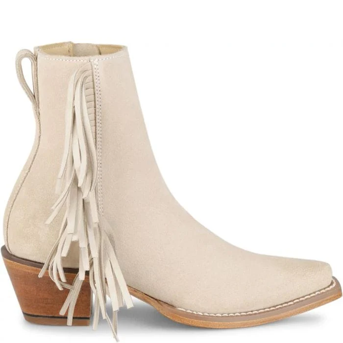 Justin Women's Bev Bone Ivory Suede 7" Booties VN4427 - Image 2