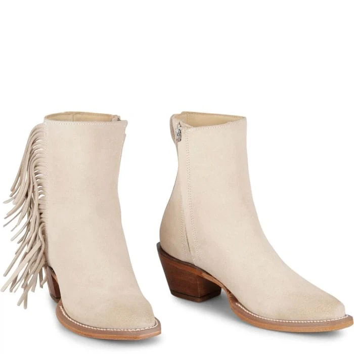 Justin Women's Bev Bone Ivory Suede 7" Booties VN4427 - Image 4