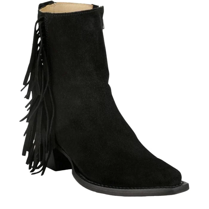 Justin Women's Black Bev Fringe Booties VN4425