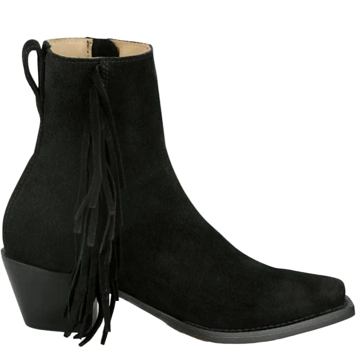 Justin Women's Black Bev Fringe Booties VN4425 - Image 2