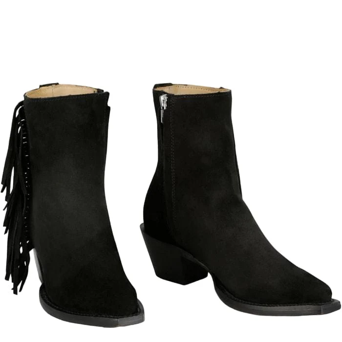Justin Women's Black Bev Fringe Booties VN4425 - Image 6