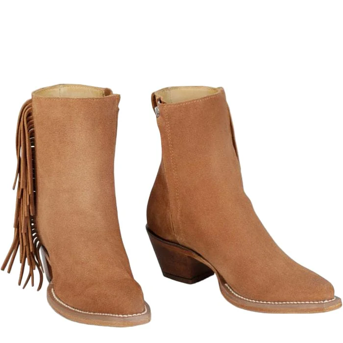Justin Women's Brown Bev Fringe Booties VN4426 - Image 6