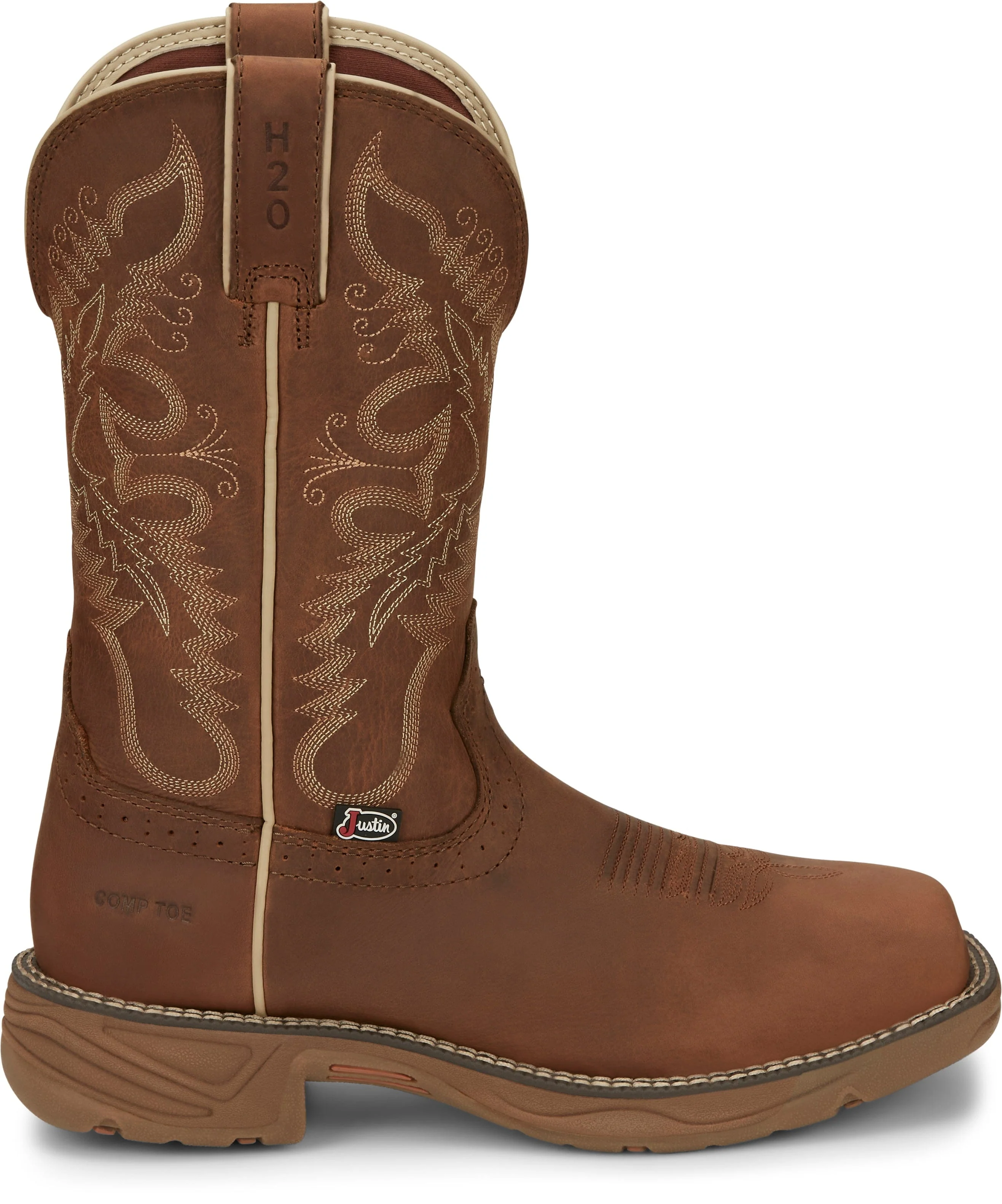 Justin Women's Rush Rustic Tan 11" Nano Composite Toe Waterproof Work Boot SE4352 - Image 4
