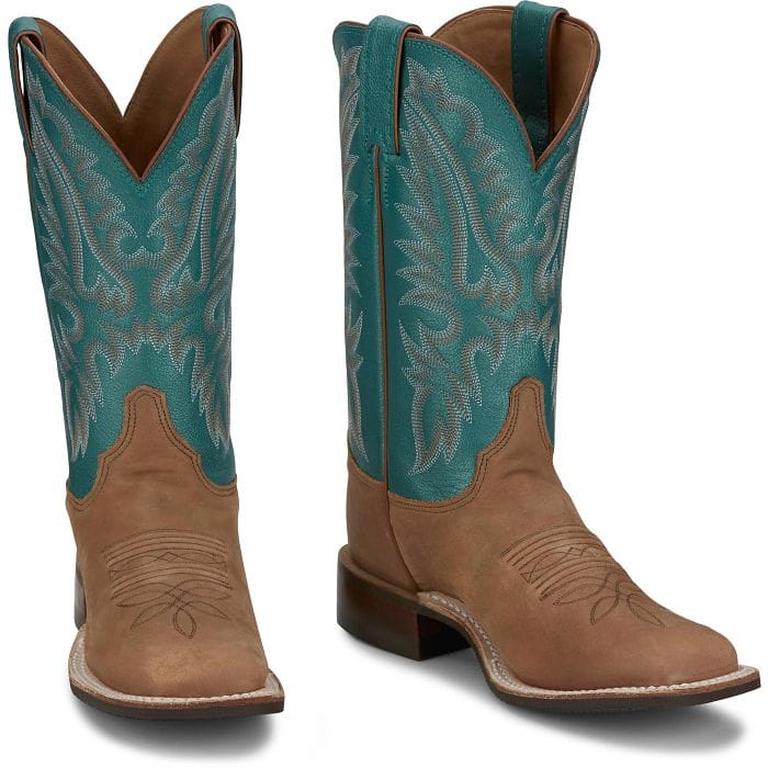 Justin Women's Tan and Turquoise Shay Western Boots BR540 - Image 4