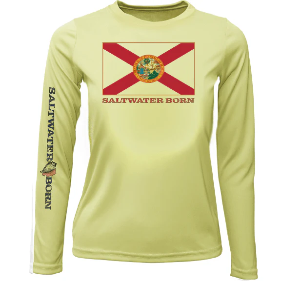 Key West, FL Florida Flag Girl's Long Sleeve UPF 50+ Dry-Fit Shirt - Image 11