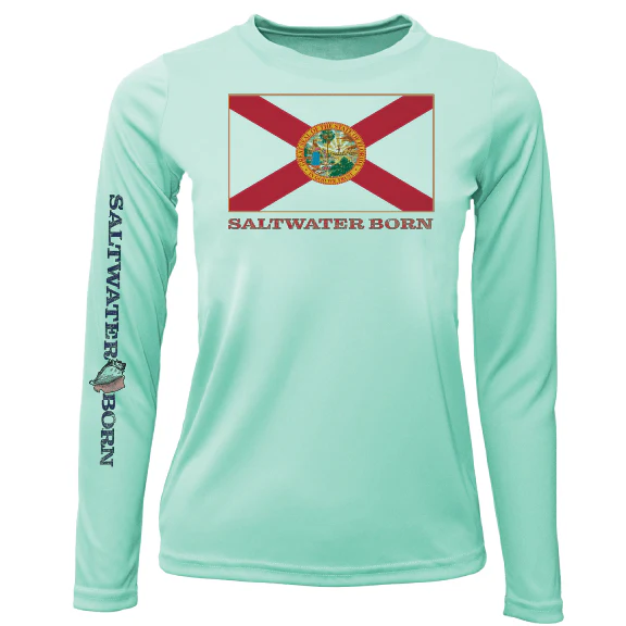Key West, FL Florida Flag Girl's Long Sleeve UPF 50+ Dry-Fit Shirt - Image 5