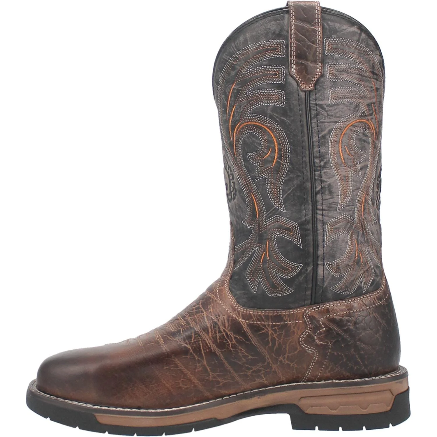 Laredo Men's Hawke Brown/Black Leather Steel Toe Cowboy Boots 6920 - Image 5