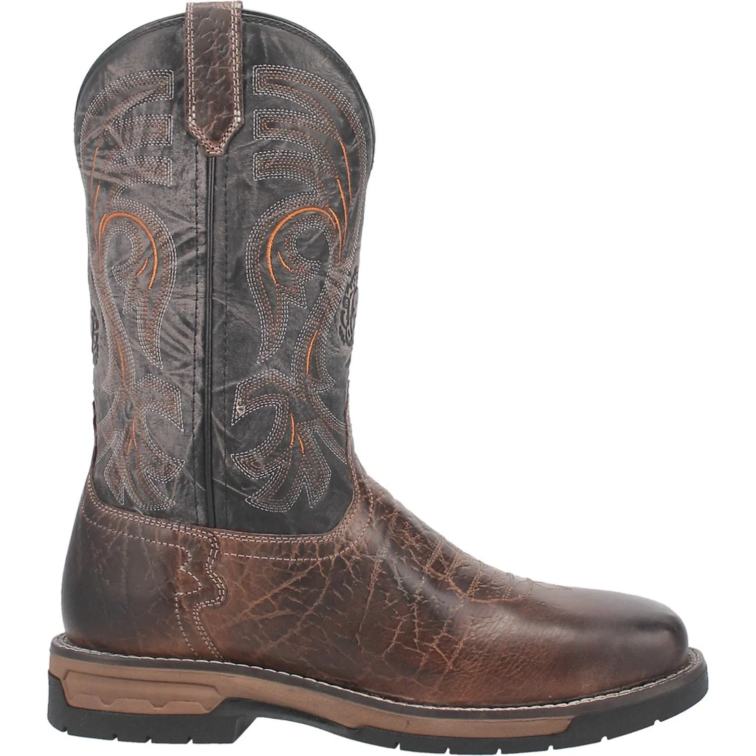 Laredo Men's Hawke Brown/Black Leather Steel Toe Cowboy Boots 6920 - Image 6