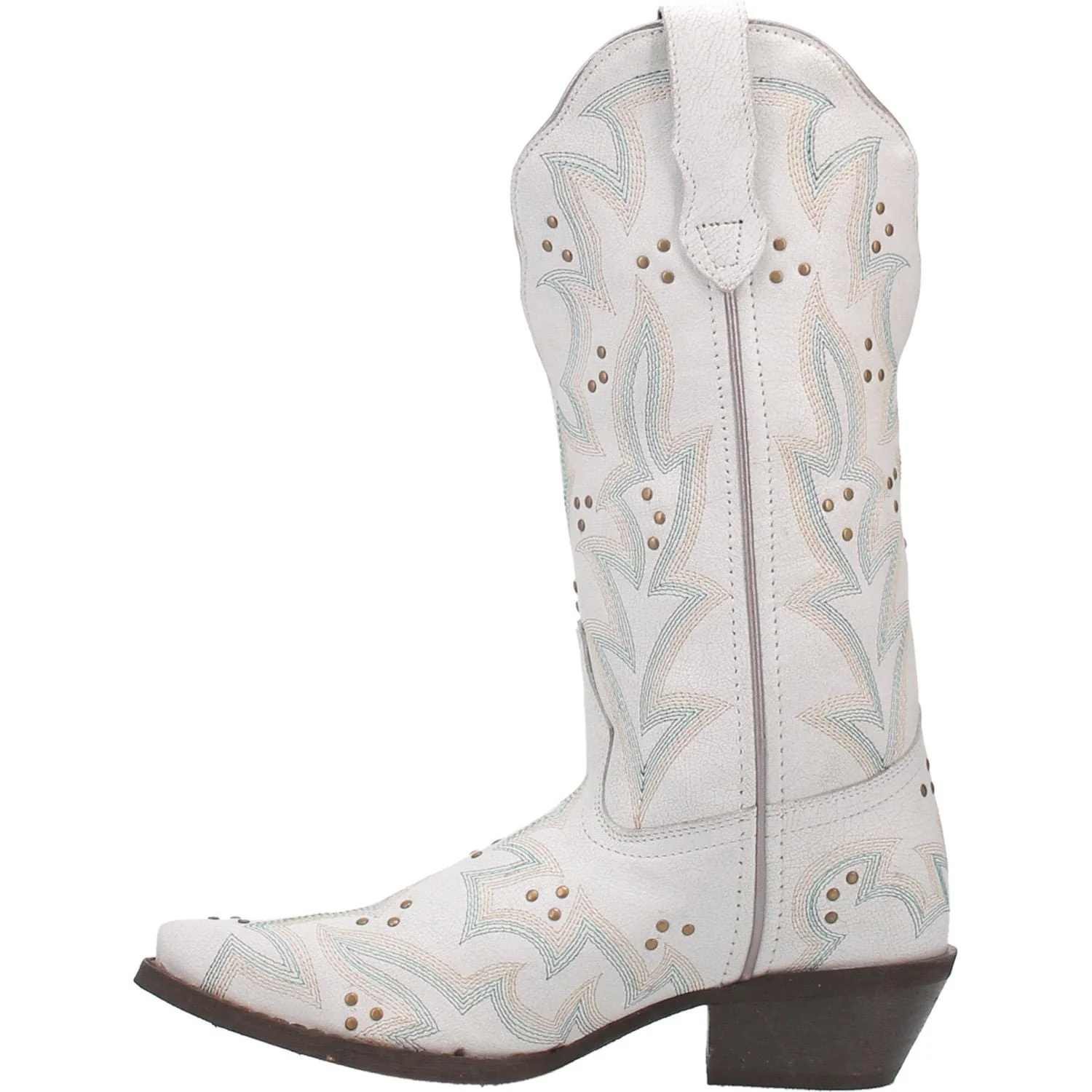 Laredo Women's Adrian White Embroidered Pull On Studded Western Boots 52419 - Image 2