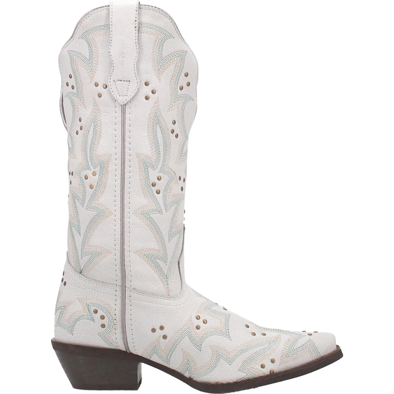 Laredo Women's Adrian White Embroidered Pull On Studded Western Boots 52419 - Image 3