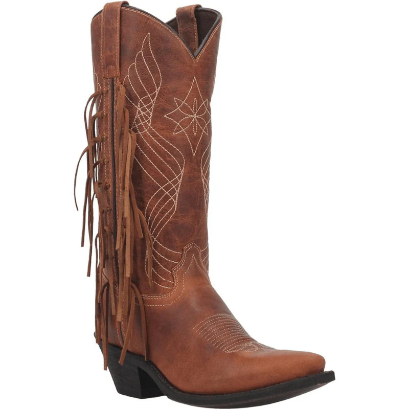 Laredo Women's Blakely Brown Fringe Snip Toe Western Boots 52384