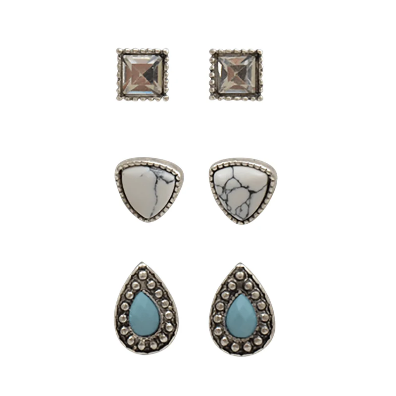 M&F Western Women's Silver Strike 3 Piece Earring Set DE021SBTQ