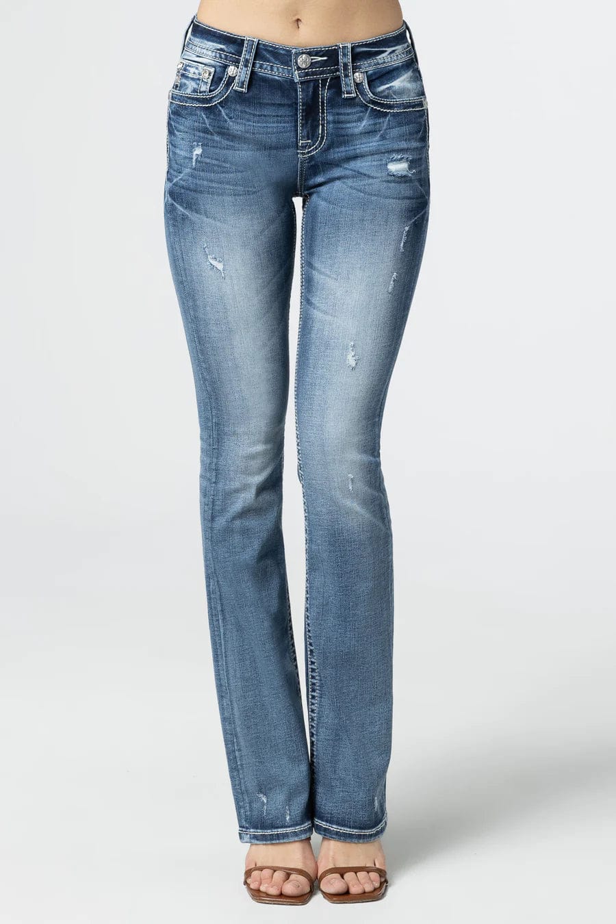 Miss Me Women's Woven Cross Stich Mid Rise Bootcut Jeans M3444B102 - Image 2