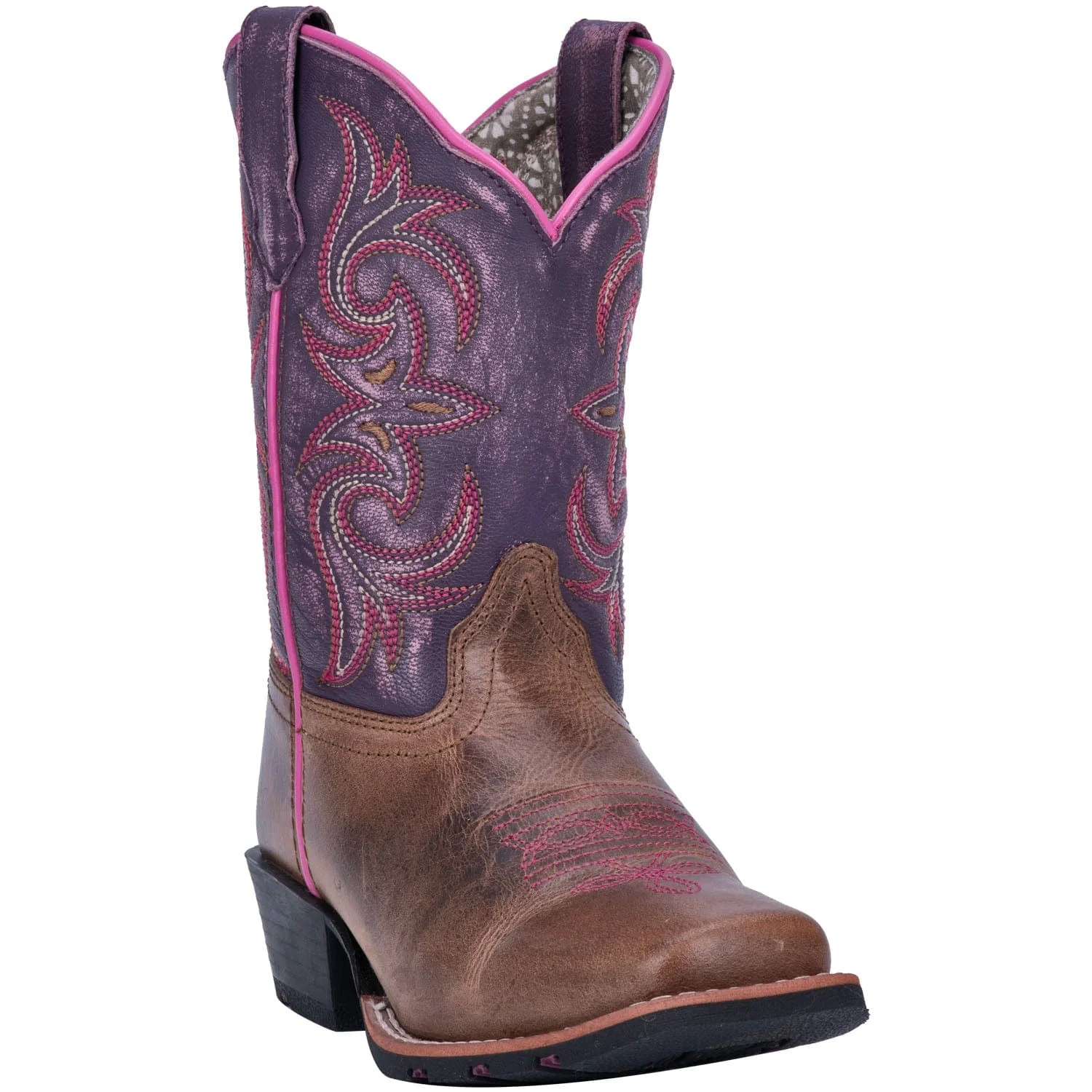 Dan Post Children's Majesty Brown/Purple Leather Cowboy Boots DPC2947