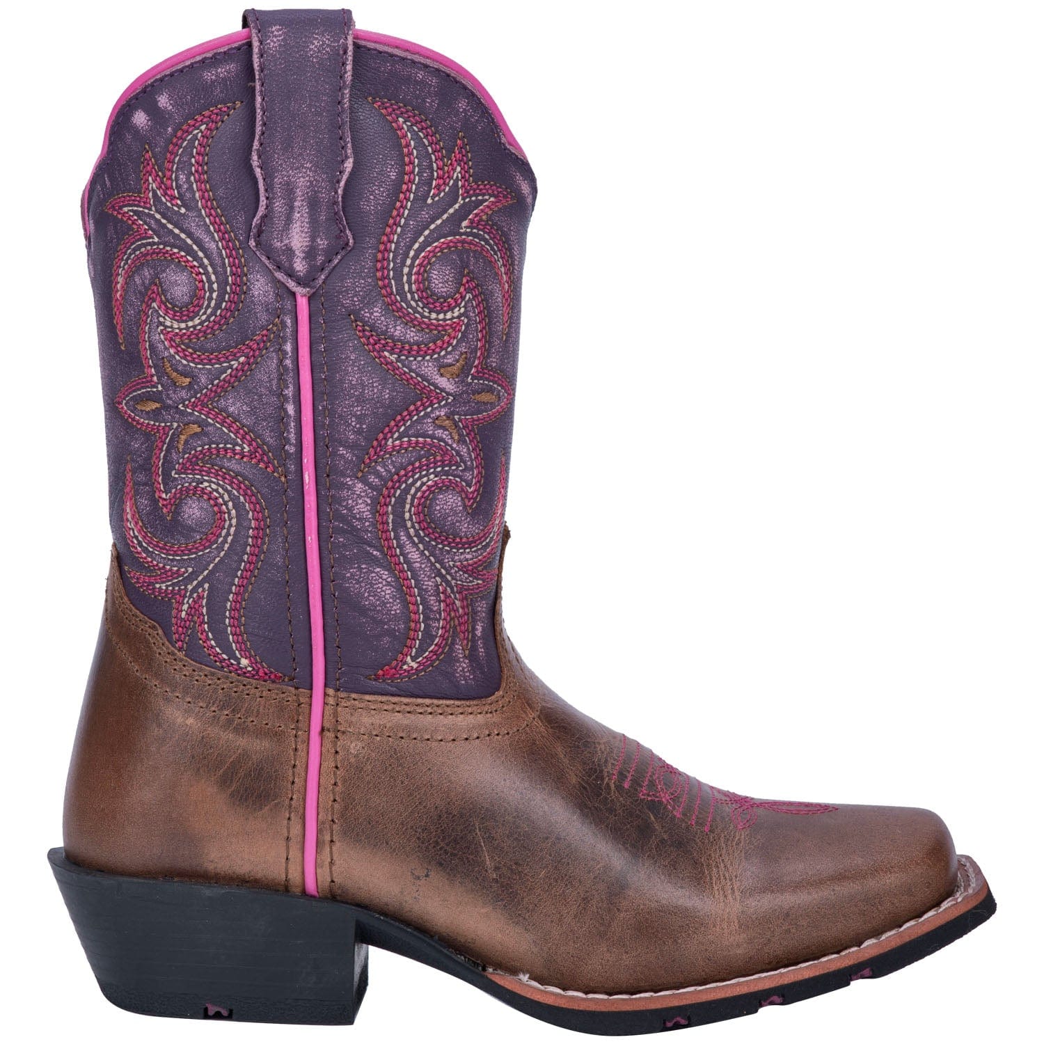 Dan Post Children's Majesty Brown/Purple Leather Cowboy Boots DPC2947 - Image 2