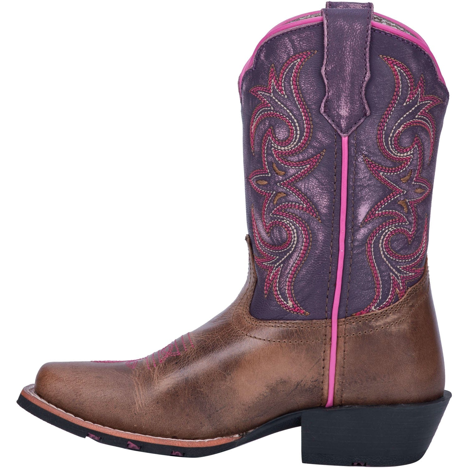 Dan Post Children's Majesty Brown/Purple Leather Cowboy Boots DPC2947 - Image 3