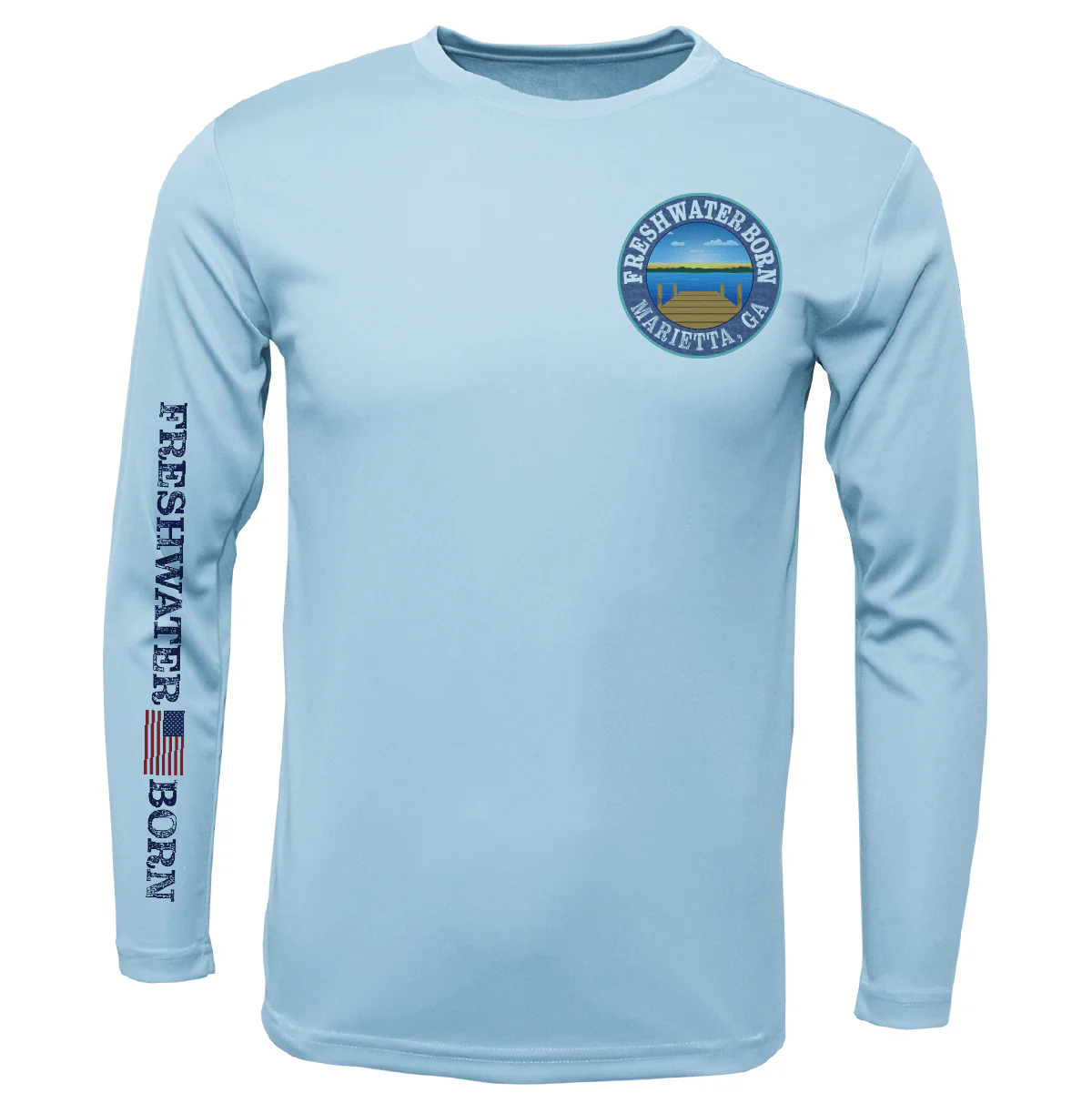 Marietta, GA Freshwater Born Largemouth Bass Men's Long Sleeve UPF 50+ Dry-Fit Shirt - Image 2