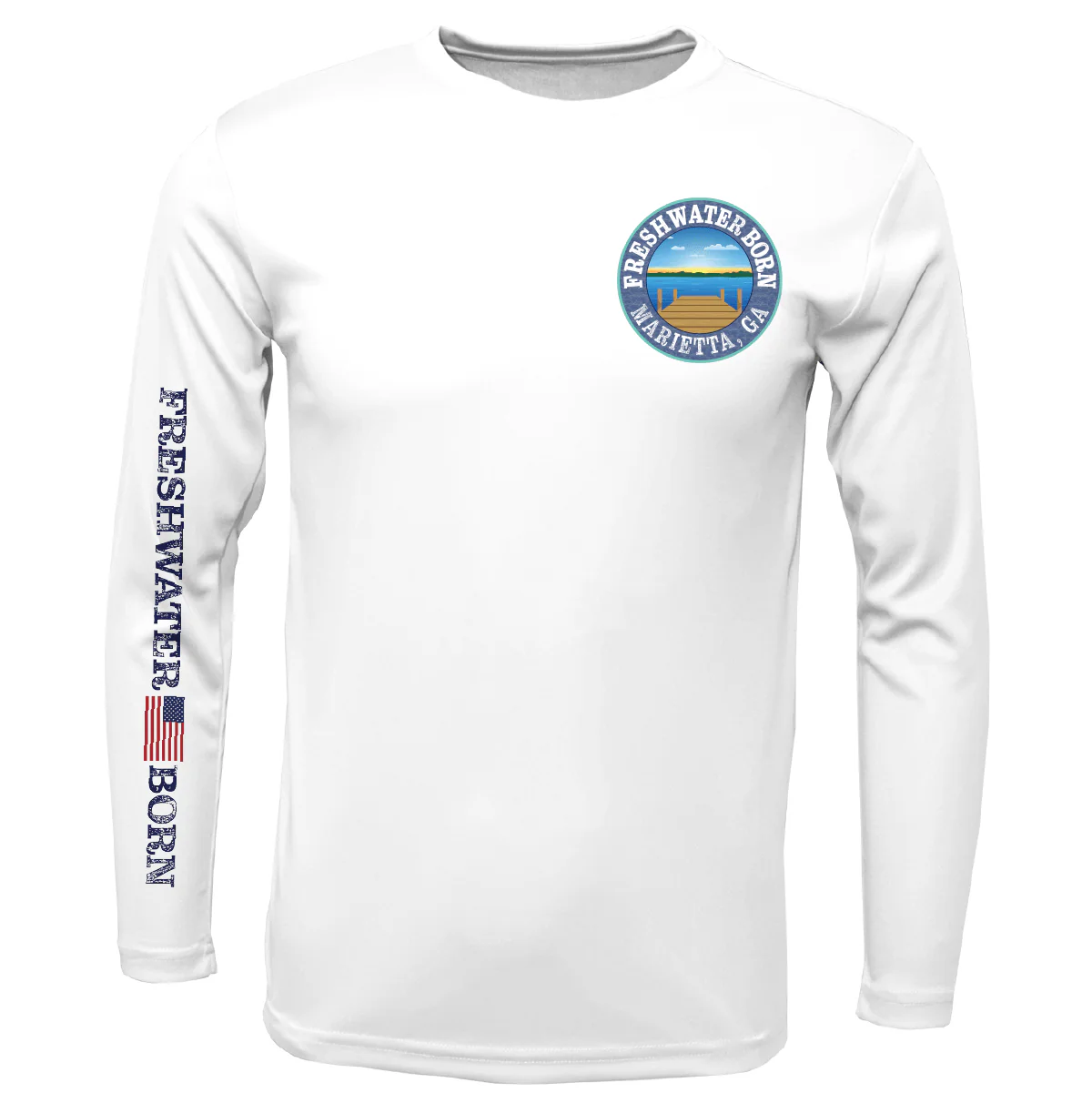 Marietta, GA Freshwater Born Largemouth Bass Men's Long Sleeve UPF 50+ Dry-Fit Shirt - Image 4