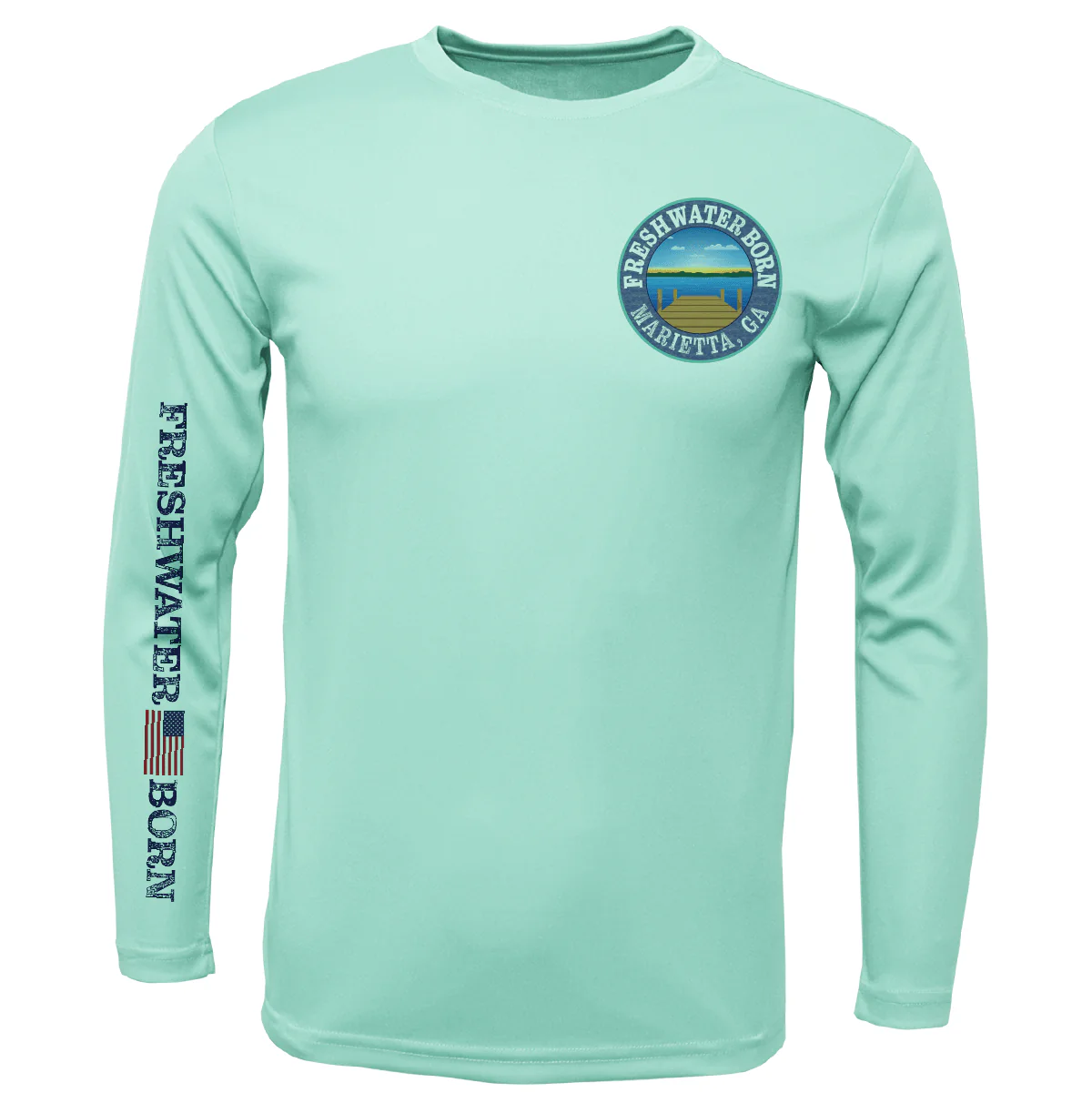 Marietta, GA Freshwater Born Largemouth Bass Men's Long Sleeve UPF 50+ Dry-Fit Shirt - Image 8