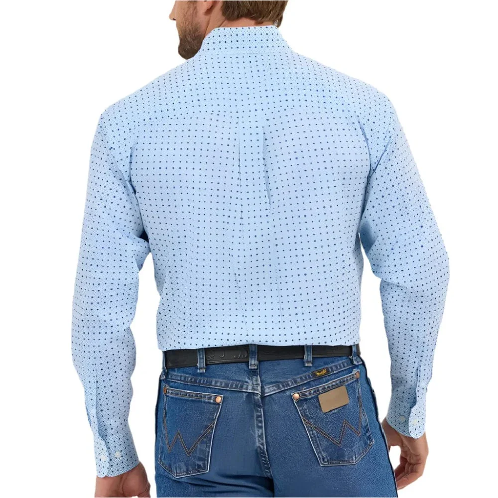 Men's Wrangler Long Sleeve Button Down Blue Western Shirt 112359450 - Image 2