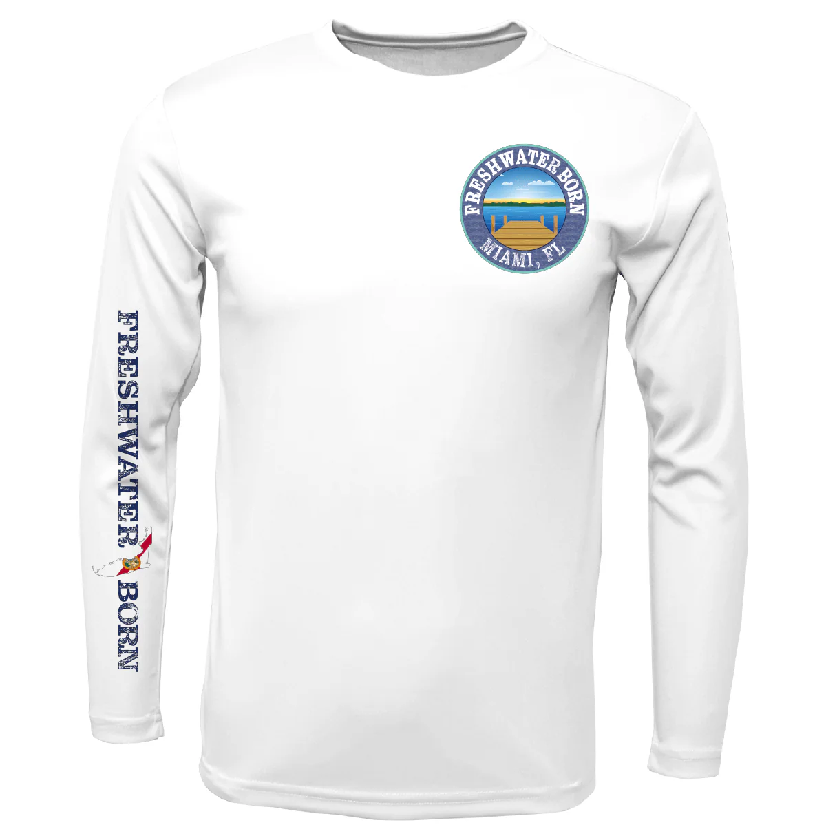 Miami, FL Freshwater Born Peacock Bass Men's Long Sleeve UPF 50+ Dry-Fit Shirt - Image 10
