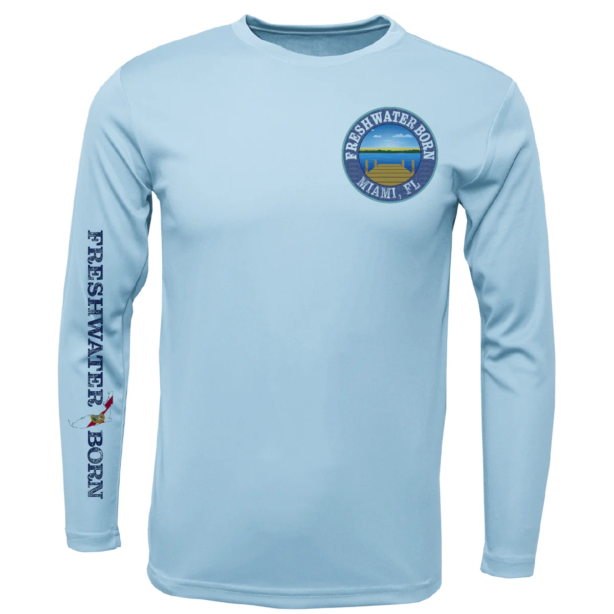 Miami, FL Freshwater Born Peacock Bass Men's Long Sleeve UPF 50+ Dry-Fit Shirt - Image 4
