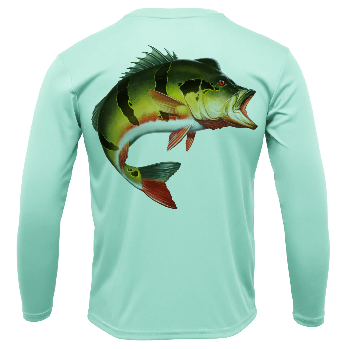 Miami, FL Freshwater Born Peacock Bass Men's Long Sleeve UPF 50+ Dry-Fit Shirt - Image 5