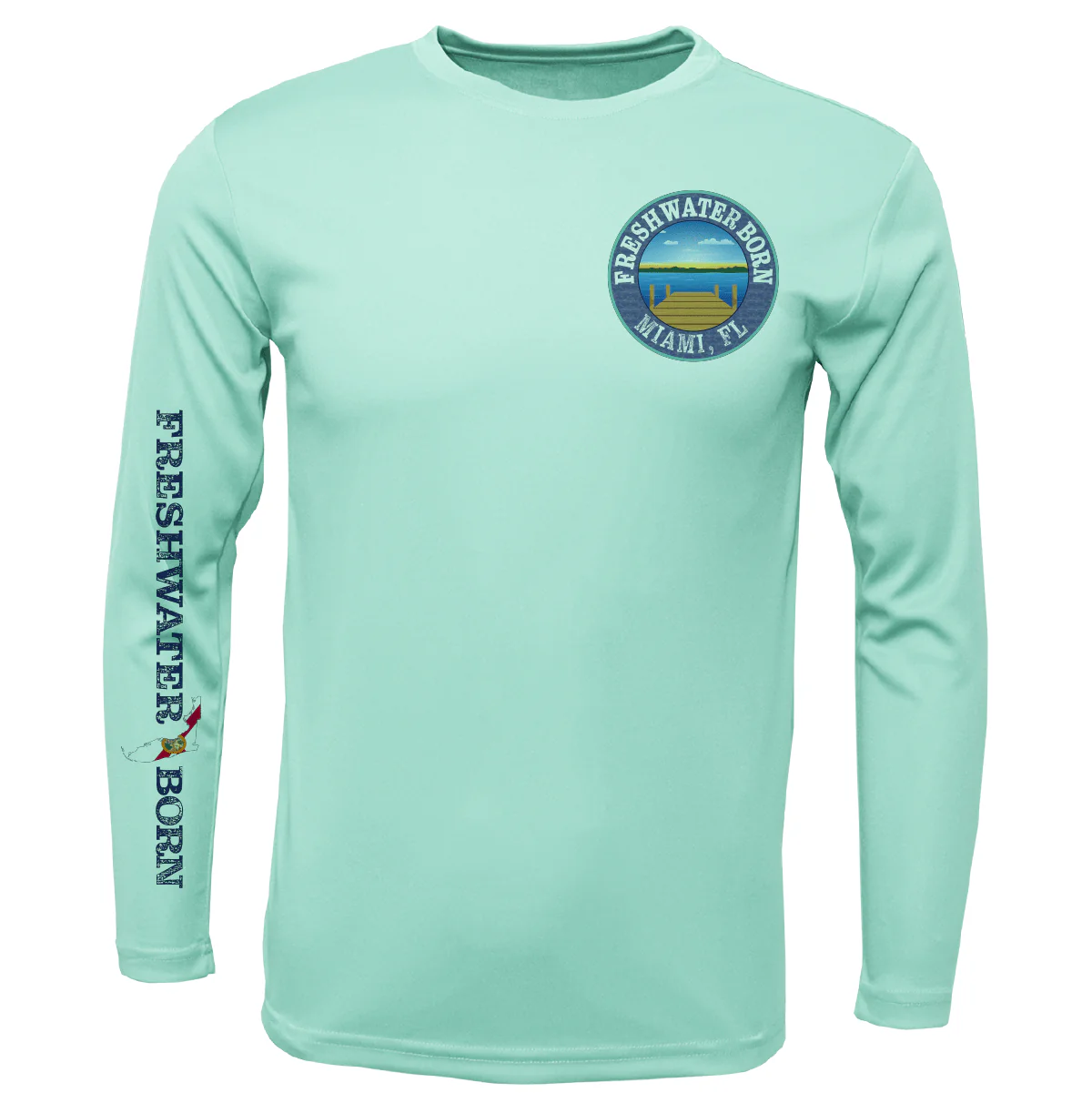 Miami, FL Freshwater Born Peacock Bass Men's Long Sleeve UPF 50+ Dry-Fit Shirt - Image 6