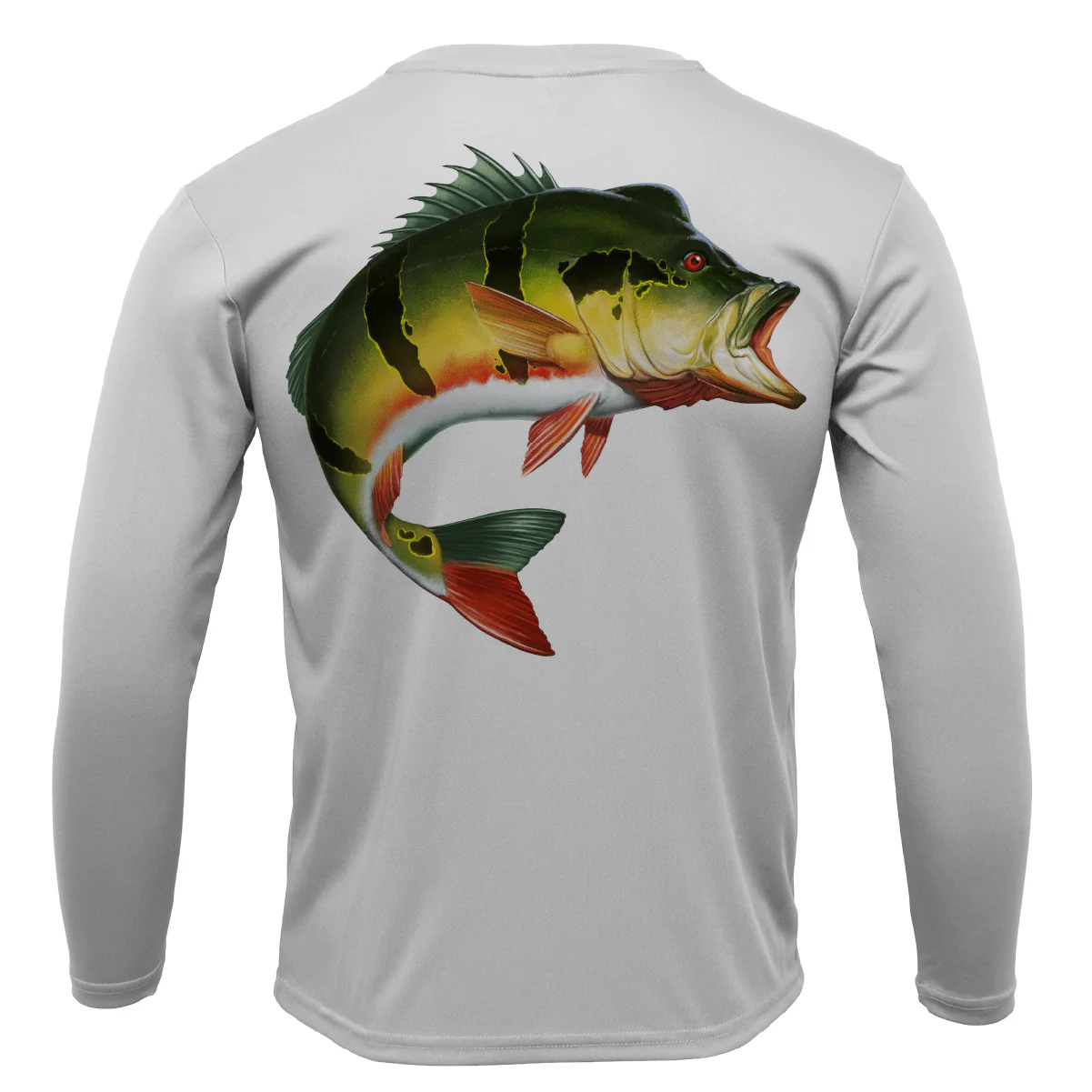 Miami, FL Freshwater Born Peacock Bass Men's Long Sleeve UPF 50+ Dry-Fit Shirt - Image 7