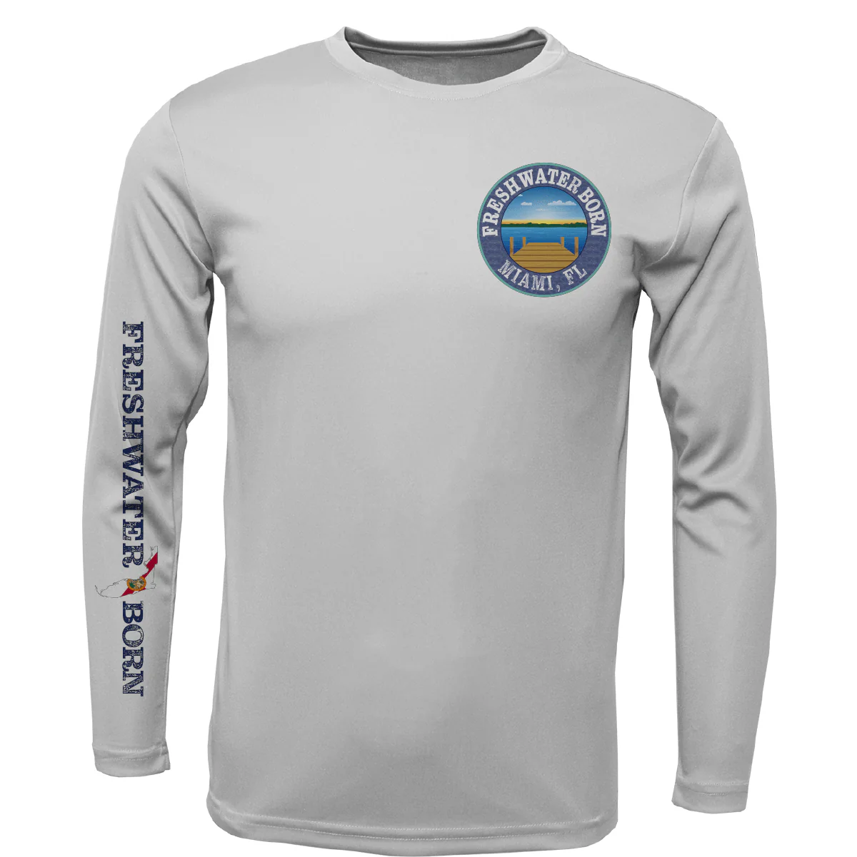 Miami, FL Freshwater Born Peacock Bass Men's Long Sleeve UPF 50+ Dry-Fit Shirt - Image 8