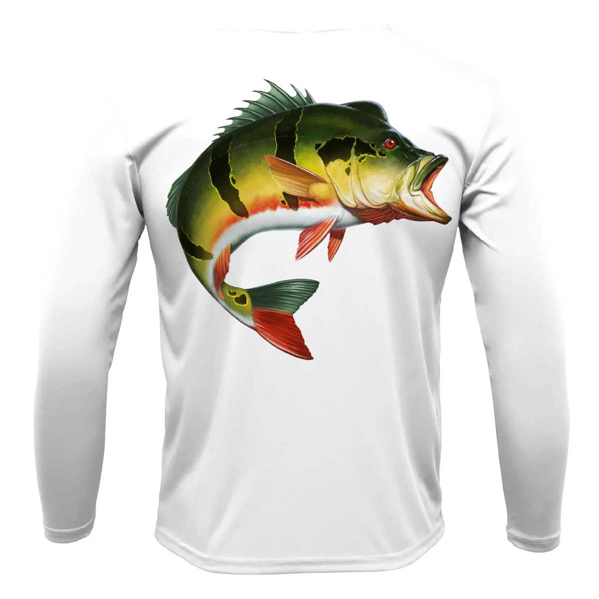 Miami, FL Freshwater Born Peacock Bass Men's Long Sleeve UPF 50+ Dry-Fit Shirt - Image 9