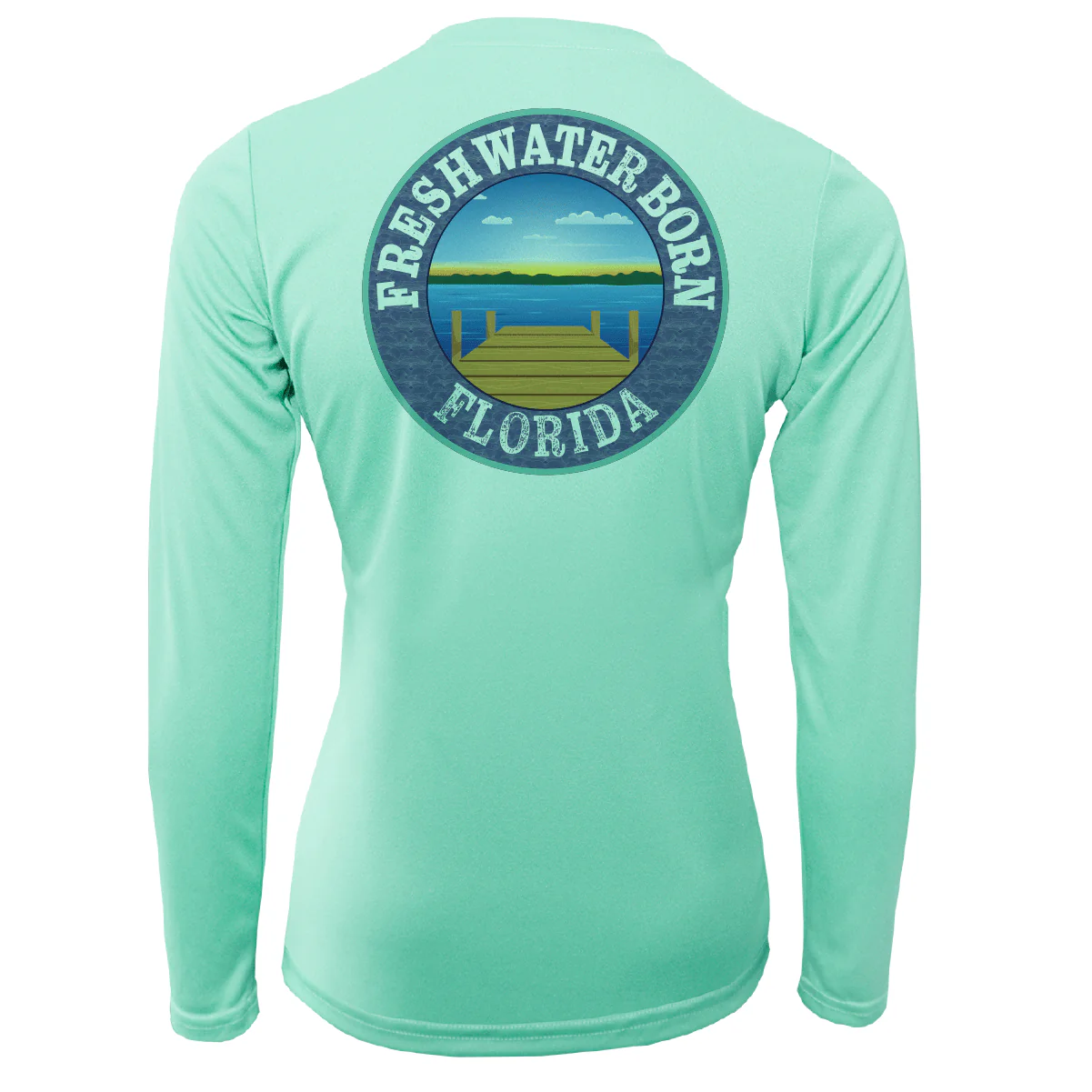 Miami Orange and Green Freshwater Born Women's Long Sleeve UPF 50+ Dry-Fit Shirt - Image 4