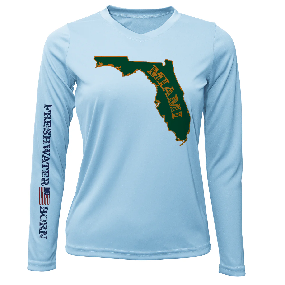Miami Orange and Green Freshwater Born Women's Long Sleeve UPF 50+ Dry-Fit Shirt - Image 5