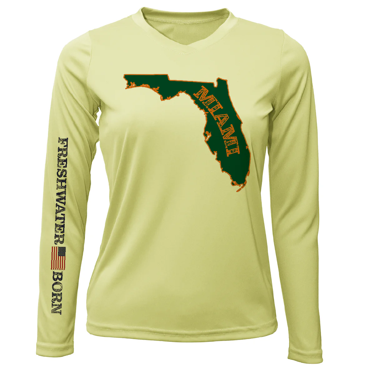 Miami Orange and Green Freshwater Born Women's Long Sleeve UPF 50+ Dry-Fit Shirt - Image 9