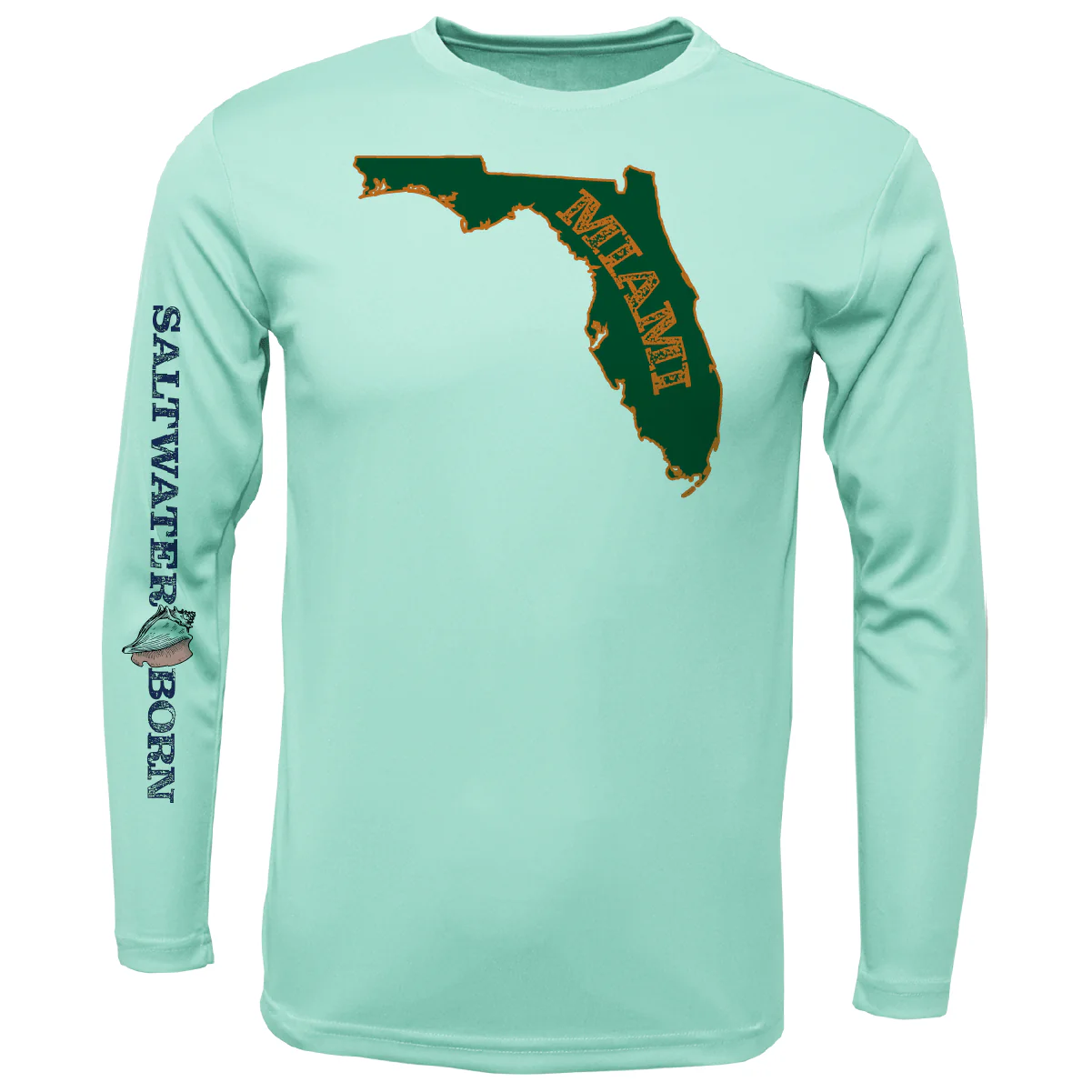 Miami Orange and Green Key West, FL Long Sleeve UPF 50+ Dry-Fit Shirt - Image 3